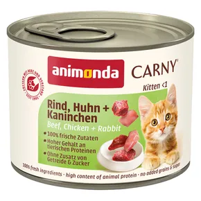 ANIMONDA Dosenfutter CARNY Kitten - Rind, Huhn + Kaninchen 200g